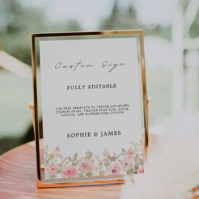 Fully Editable Rose Custom Sign, Template | Zazzle