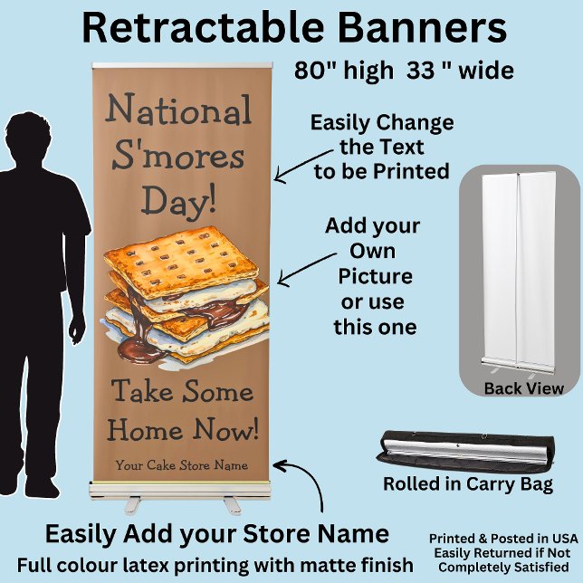 Fully Editable S'mores Day Retractable Banner (Creator Uploaded)