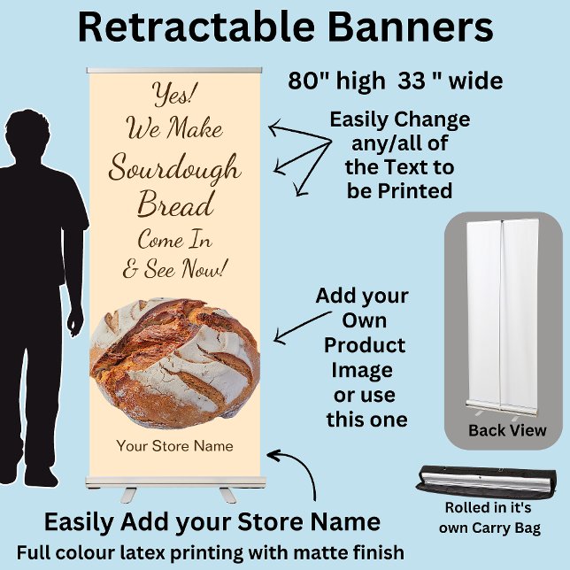 Fully Editable Sourdough Bread  for Cake Store Retractable Banner (Creator Uploaded)