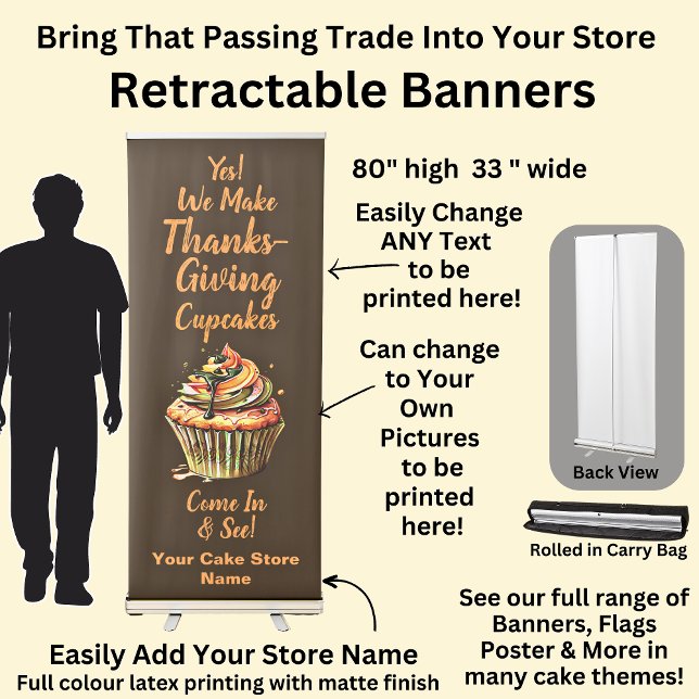 Fully Editable Thanksgiving Cupcakes, Cake Store Retractable Banner (Creator Uploaded)