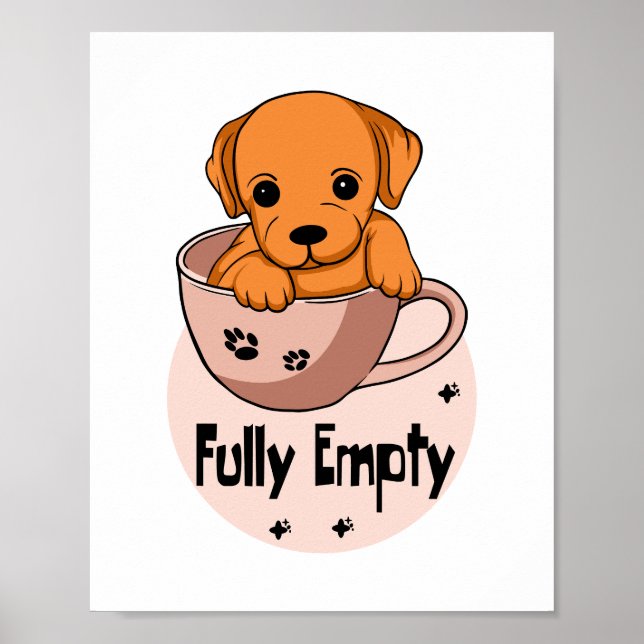 Fully empty Kawaii orang puppy in a coffee mug  Poster (Front)