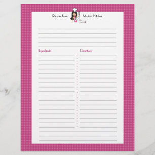Fully Illustrated Recipe Page Custom Letterhead
