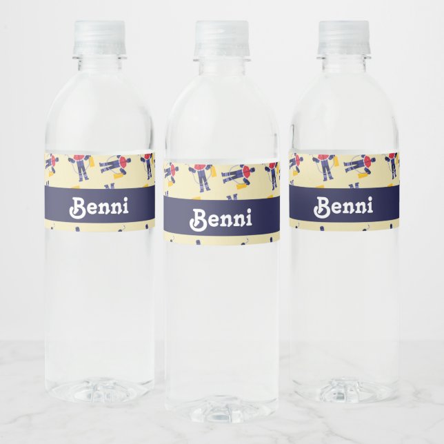 Fully kitted welder technician man pattern water bottle label (Bottles)