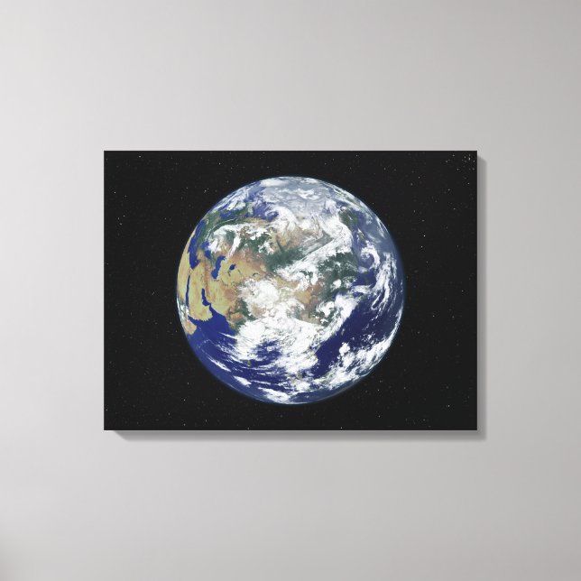 Fully lit Earth centred on Asia Canvas Print (Front)