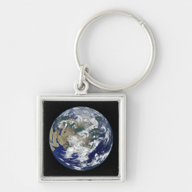 Fully lit Earth centred on Asia Key Ring (Front)