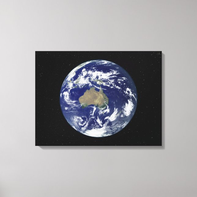 Fully lit Earth centred on Australia and Ocean Canvas Print (Front)