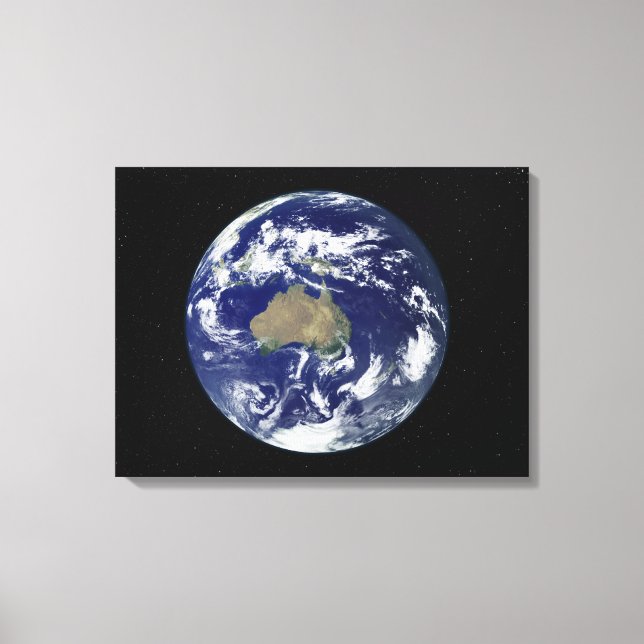 Fully lit Earth centred on Australia and Ocean Canvas Print (Front)