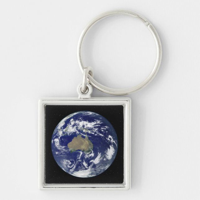 Fully lit Earth centred on Australia and Ocean Key Ring (Front)