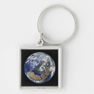 Fully lit Earth centred on Europe Key Ring