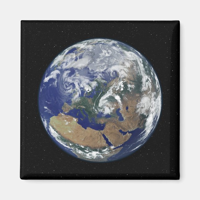 Fully lit Earth centred on Europe Magnet (Front)