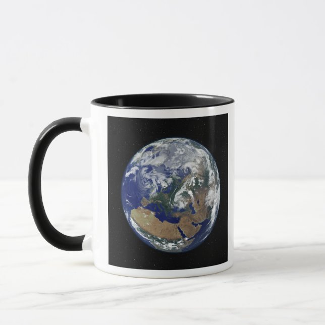 Fully lit Earth centred on Europe Mug (Left)