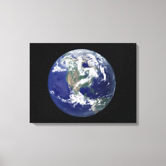 Fully lit Earth centred on North America Canvas Print (Front)
