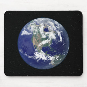 Fully lit Earth centred on North America Mouse Mat