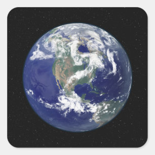 Fully lit Earth centred on North America Square Sticker