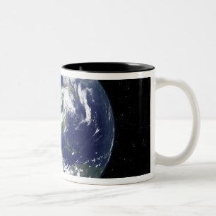 Fully lit Earth centred on North America Two-Tone Coffee Mug