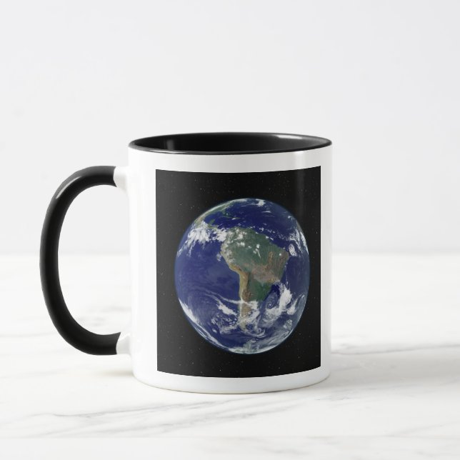 Fully lit Earth centred on South America Mug (Left)