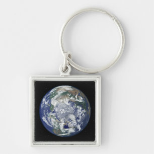 Fully lit Earth centred on the North Pole Key Ring