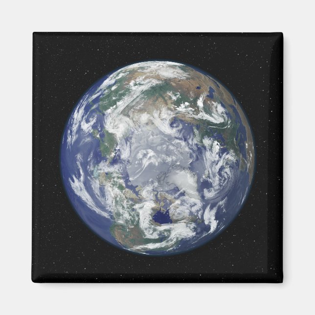 Fully lit Earth centred on the North Pole Magnet (Front)