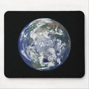Fully lit Earth centred on the North Pole Mouse Mat
