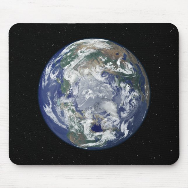 Fully lit Earth centred on the North Pole Mouse Mat (Front)