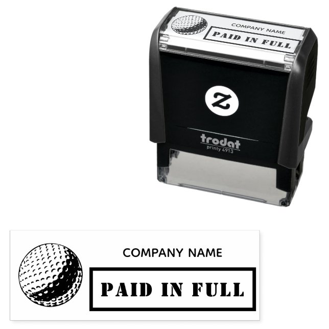 Fully Paid Business Modern Golf Ball Golfer Self-inking Stamp (In Situ)