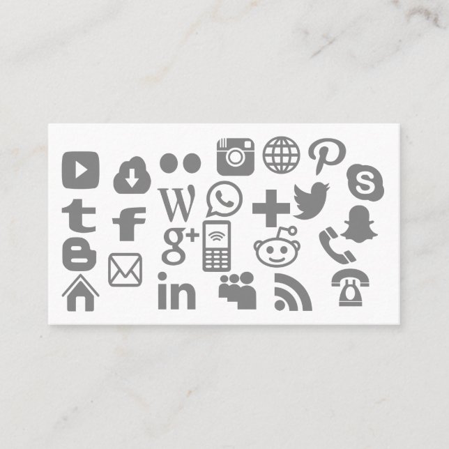 Fully personalised choose your social media icons business card (Front)