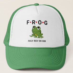 Fully Rely on God Frog Hearts   Trucker Hat