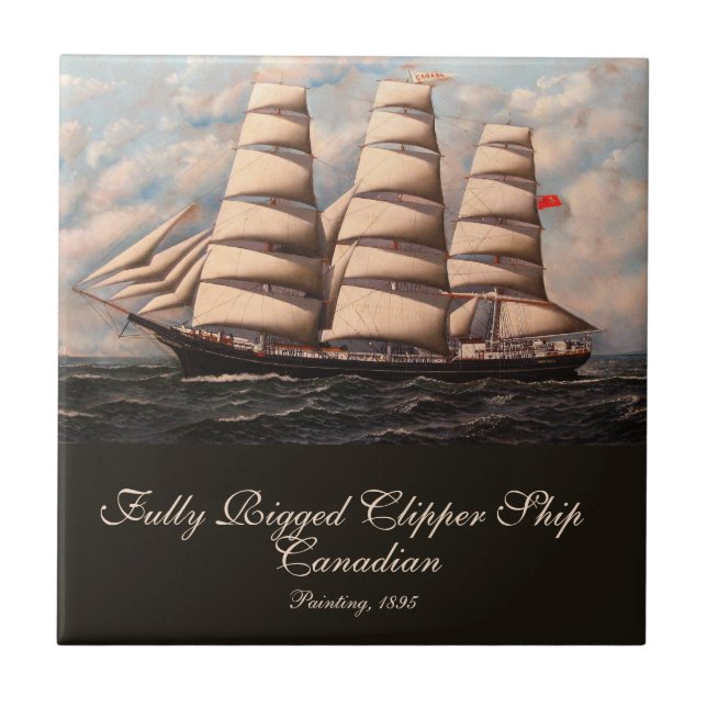 Fully Rigged Canadian Clipper Ship Tile (Front)