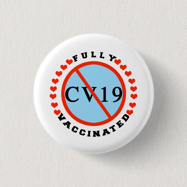 Fully Vaccinated 3 Cm Round Badge (Front)