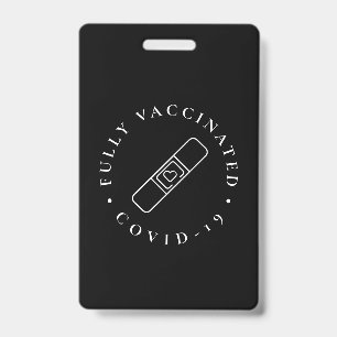 Fully Vaccinated Covid Lanyard Badge Black ID Badge
