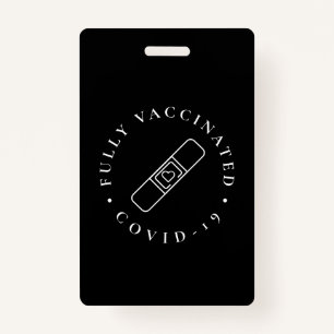 Fully Vaccinated Covid Lanyard Badge Black ID Badge