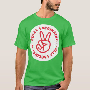 Fully Vaccinated Hand V Red and white T-Shirt