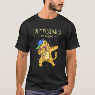 Fully Vaccinated Happy Dabbing Cat Design For Men  T-Shirt