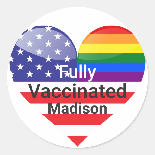 Fully Vaccinated Heart Classic Round Sticker (Front)