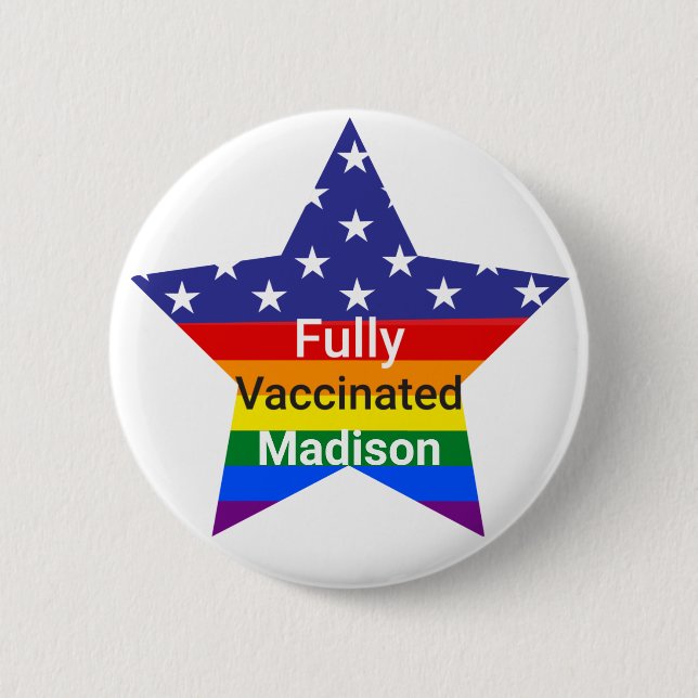 Fully Vaccinated Star 6 Cm Round Badge (Front)