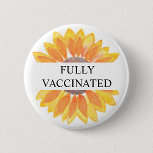 Fully Vaccinated Sunflower Button