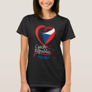 Fulnek Czech Republic Heart Flag Lion Coat Of Arm  T-Shirt
