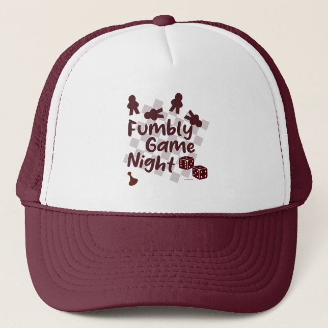 Fumbly Family Game Night Humour Motto Trucker Hat (Front)