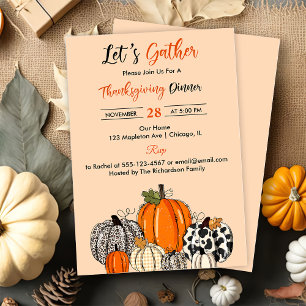 Fumpkin Let's Gather Thankgiving Dinner Party  Invitation
