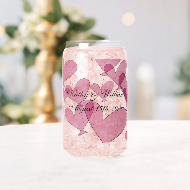 Fun 1001 red heart balloons theme custom wedding can glass (Insitu (Wedding))