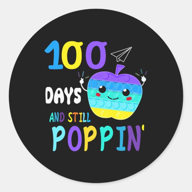 Fun 100 Days Of School For Fidget Popit Lovers Boy Classic Round Sticker (Front)