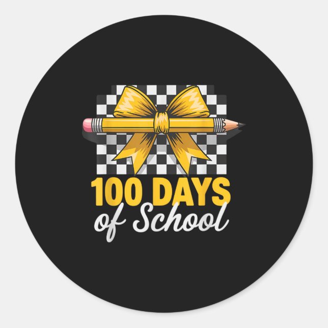 Fun 100 Days Teacher Celebration School Clroom Sty Classic Round Sticker (Front)