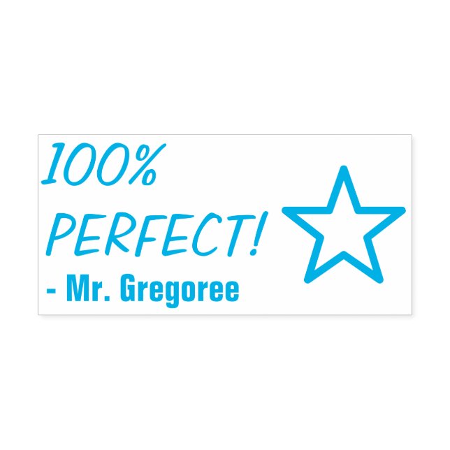 Fun "100% PERFECT!" + Educator Name Rubber Stamp (Design)