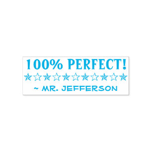Fun "100% PERFECT!" Educator Rubber Stamp