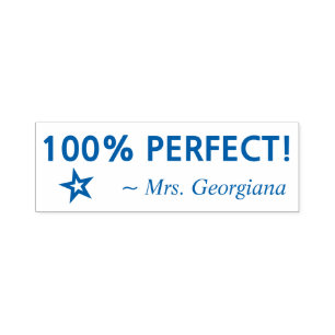 Fun "100% PERFECT!" Educator Rubber Stamp