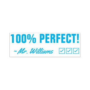 Fun "100% PERFECT!" Feedback Rubber Stamp