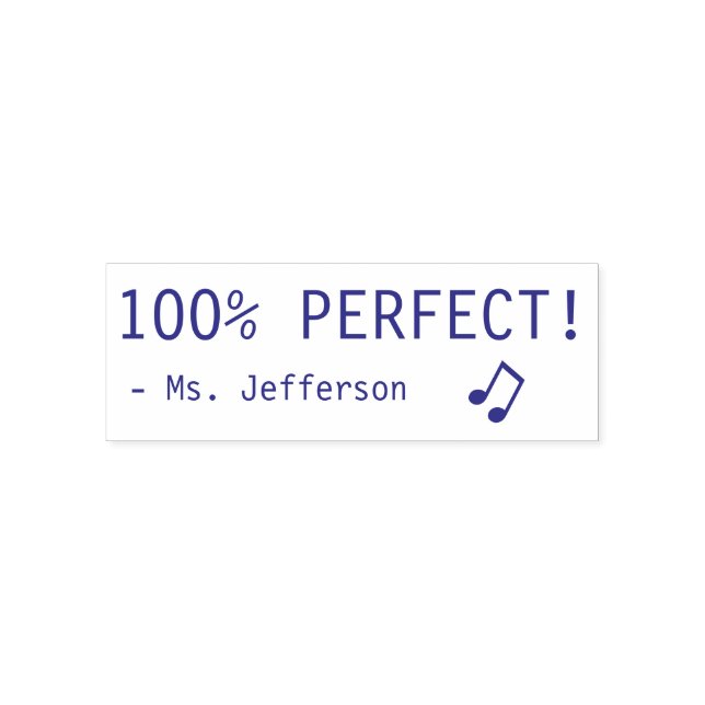 Fun "100% PERFECT!" + Teacher's Name Rubber Stamp (Design)