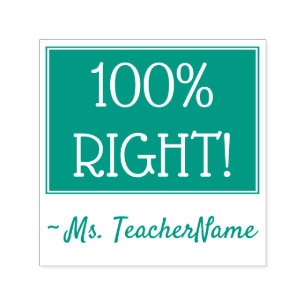 Fun "100% RIGHT!" Grading Rubber Stamp