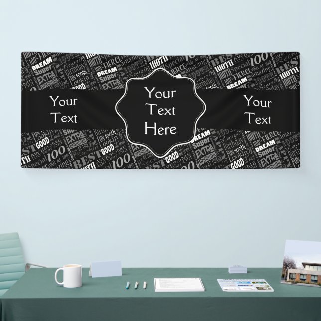 Fun 100th Birthday Party Personalised Monogram Banner (Tradeshow)