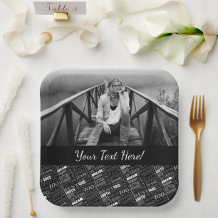 Fun 100th Birthday Party Personalised Monogram Paper Plate